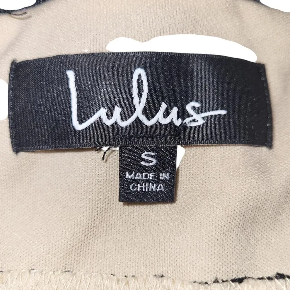 NEW Lulus Small Black Lace Dress Square Neck Beige Lining Back Zip Bodycon Party